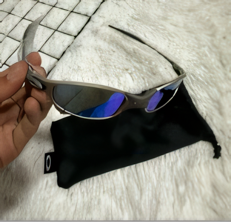 Óculos Masculino Estilo Urbano Azul E Prata